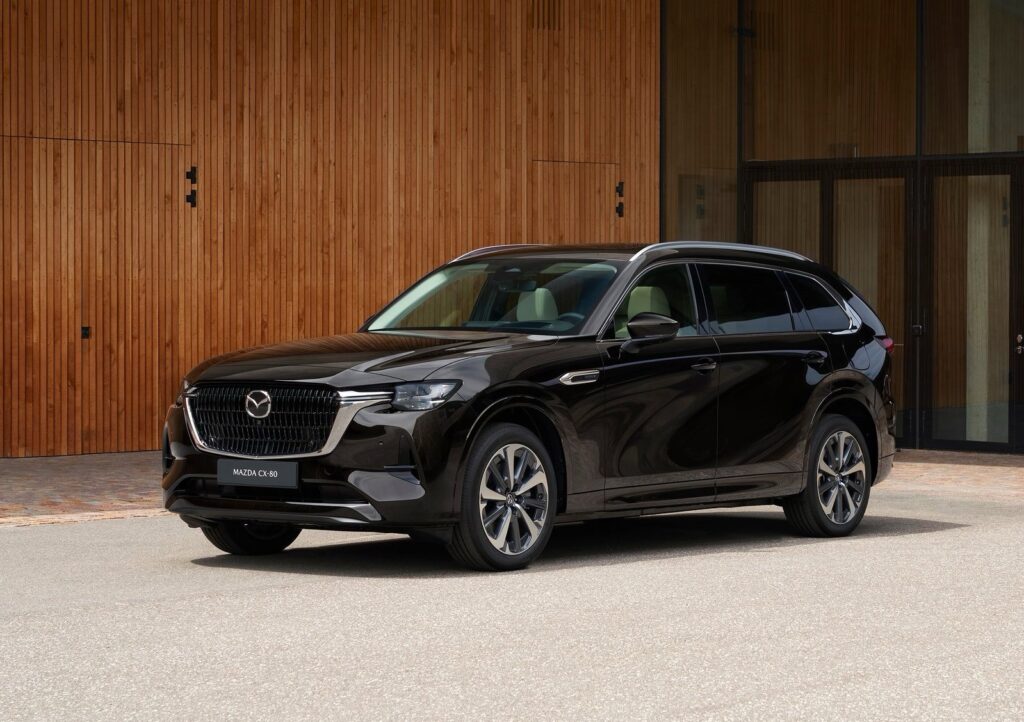 Mazda-CX-80 zwart driekwart voor